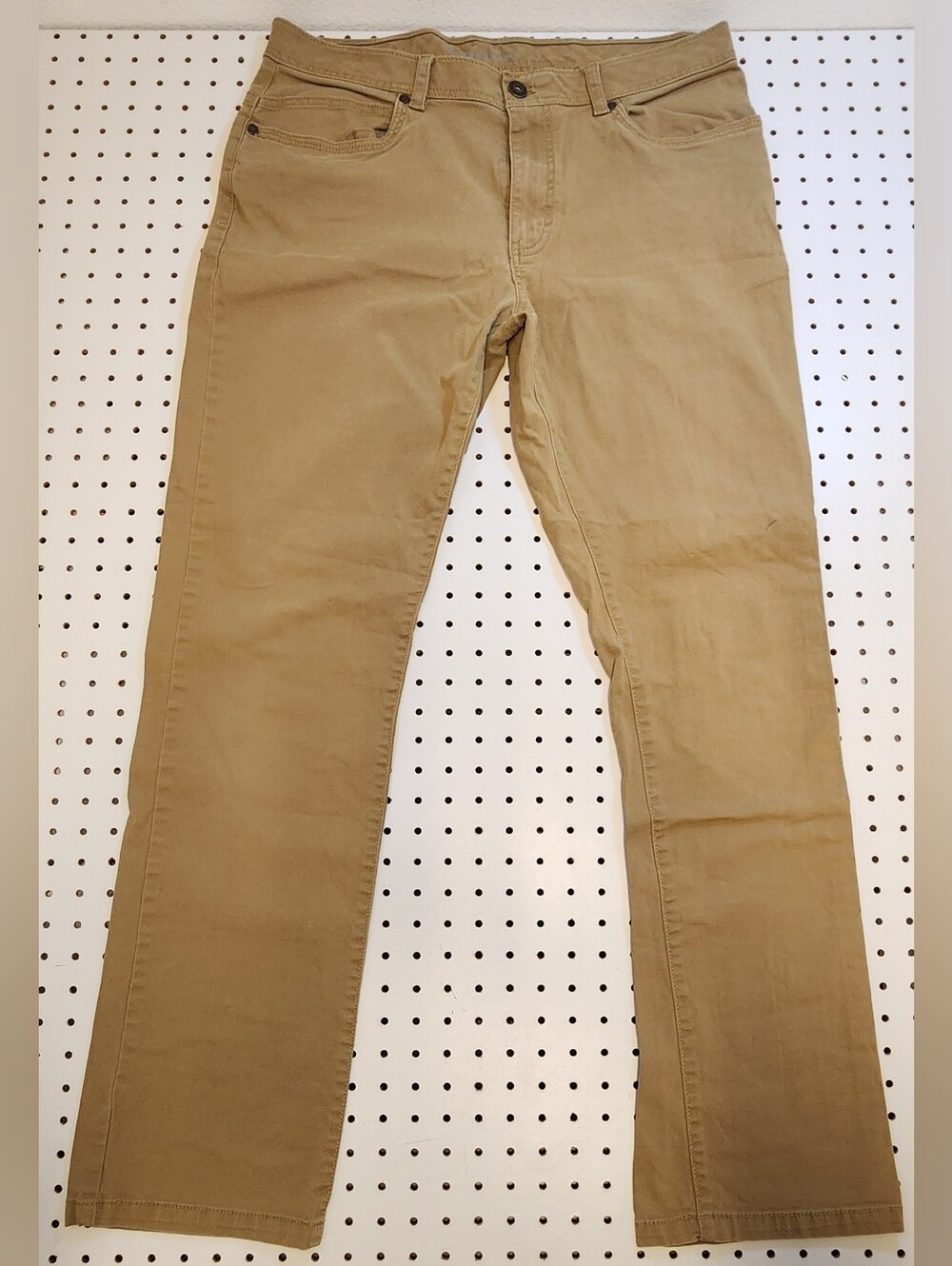 GH Bass Mens 34x34 Tan Khaki Canvas Stretch Straight Leg Workwear Casual Pants